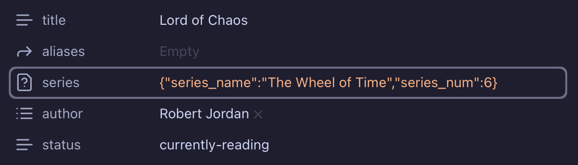 Obsidian Properties showing nested YAML frontmatter