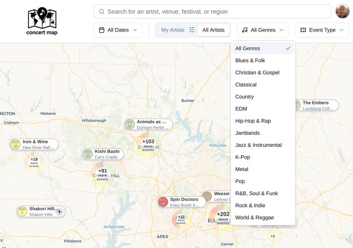 Finding Live Bands with Concert-Map and Sonos to Last.fm