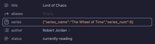 Obsidian Properties showing nested YAML frontmatter