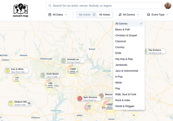 Finding Live Bands with Concert-Map and Sonos to Last.fm