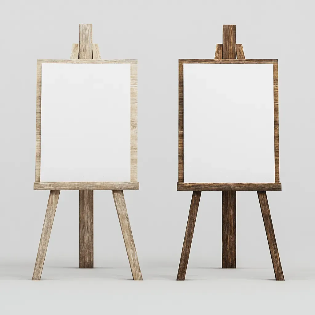 Artist evaluating the pros and cons of wood vs. metal easels