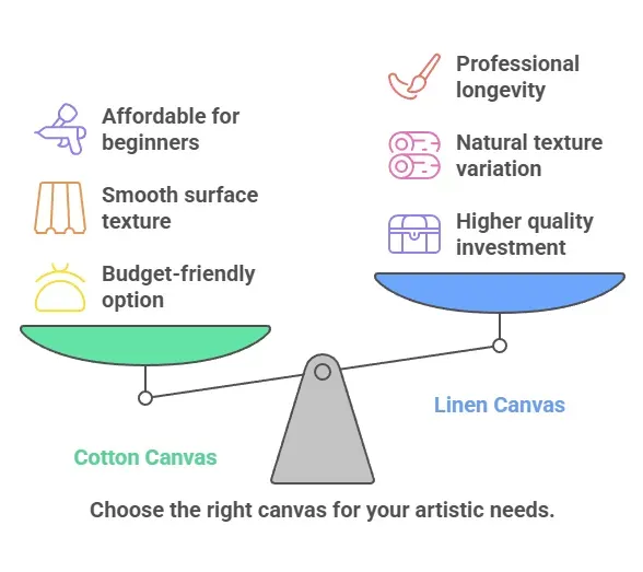 Cotton canvas on easel, recommended for beginner artists