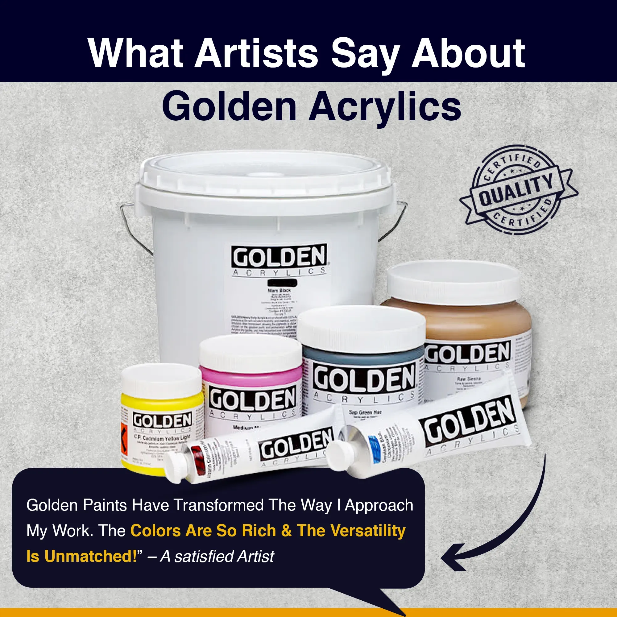 Golden Heavy Body Acrylic Paints squeezed onto a palette, ready for blending and application