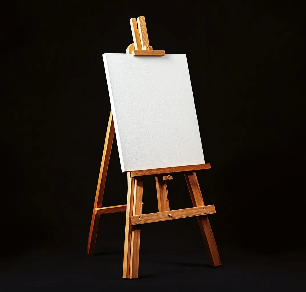 Close-up of easel knobs and mechanisms used for angle adjustments