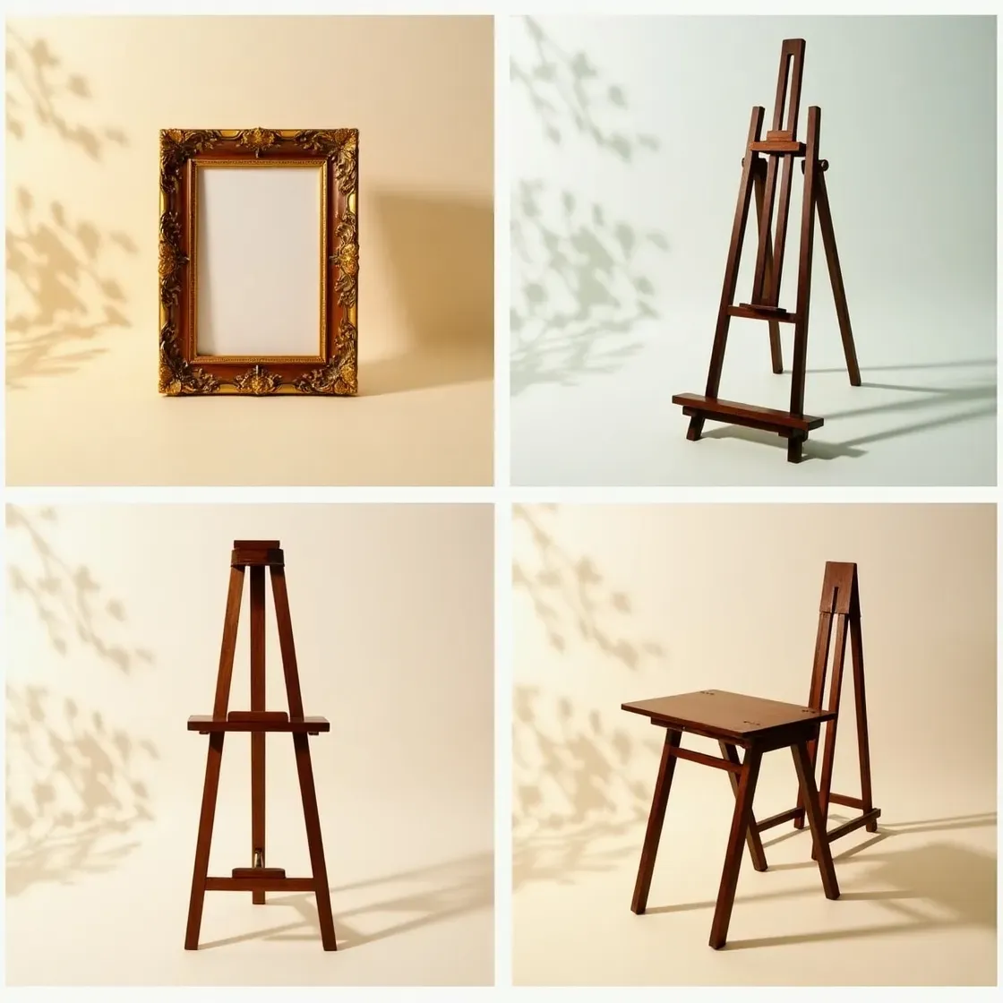 Close-up of a premium easel supporting a large canvas during a painting session