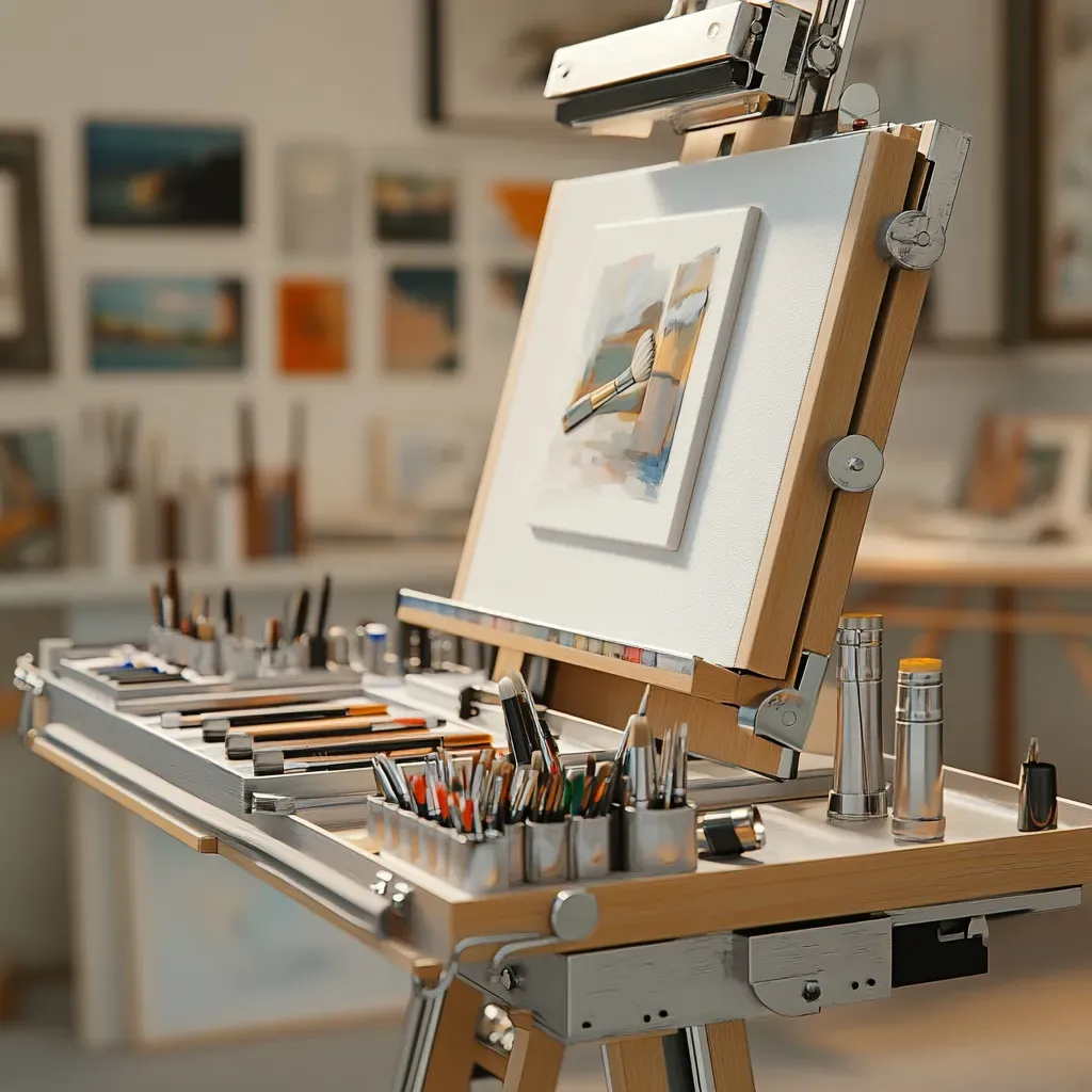 Demonstration of proper easel setup for optimal painting height and viewing angle