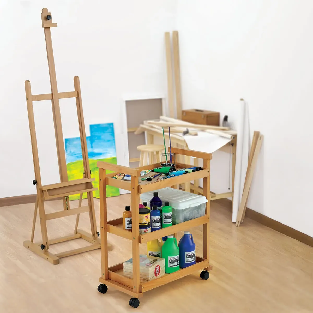 Storing an easel in a dry, safe location to prevent damage and wear
