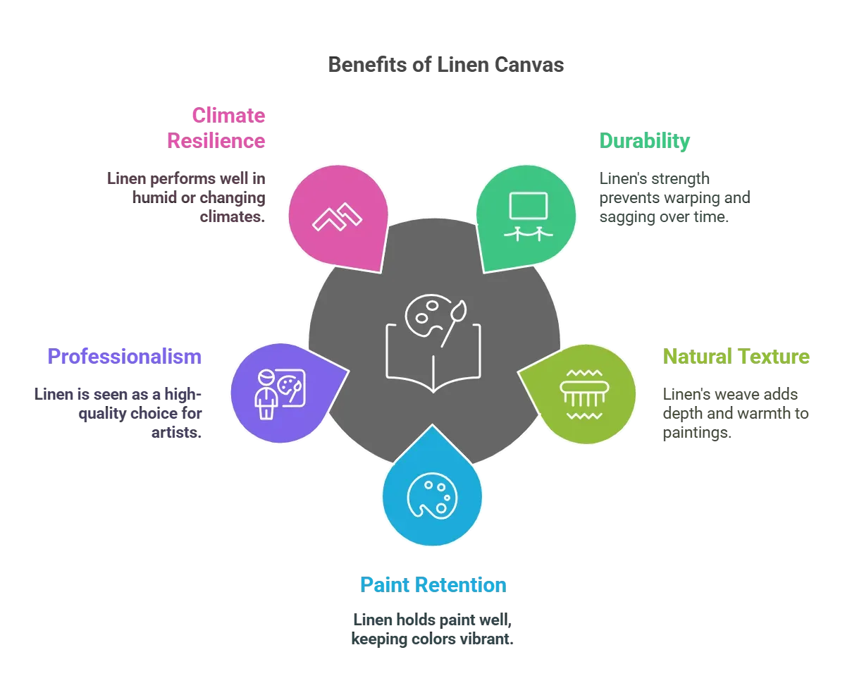 Side-by-side comparison of linen and cotton canvases for artwork