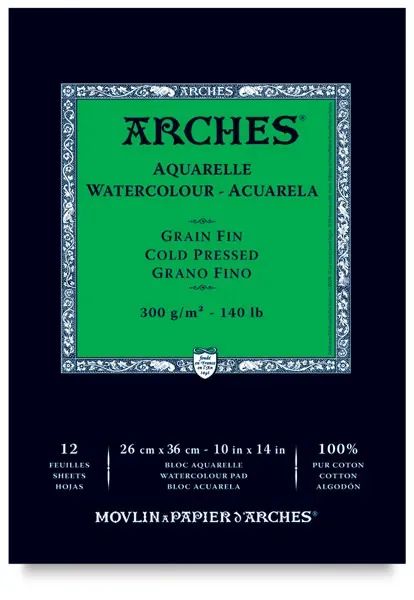 Arches Watercolor Pad with vibrant watercolor painting