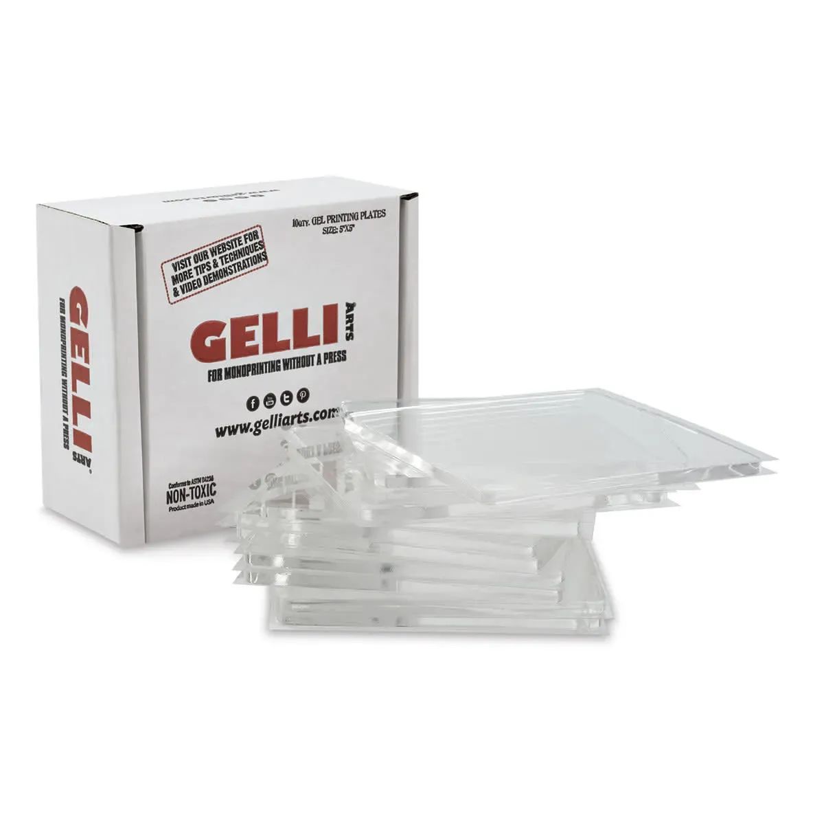 Reusable Gelli Arts gel printing plates and kits for acrylic paint monoprinting