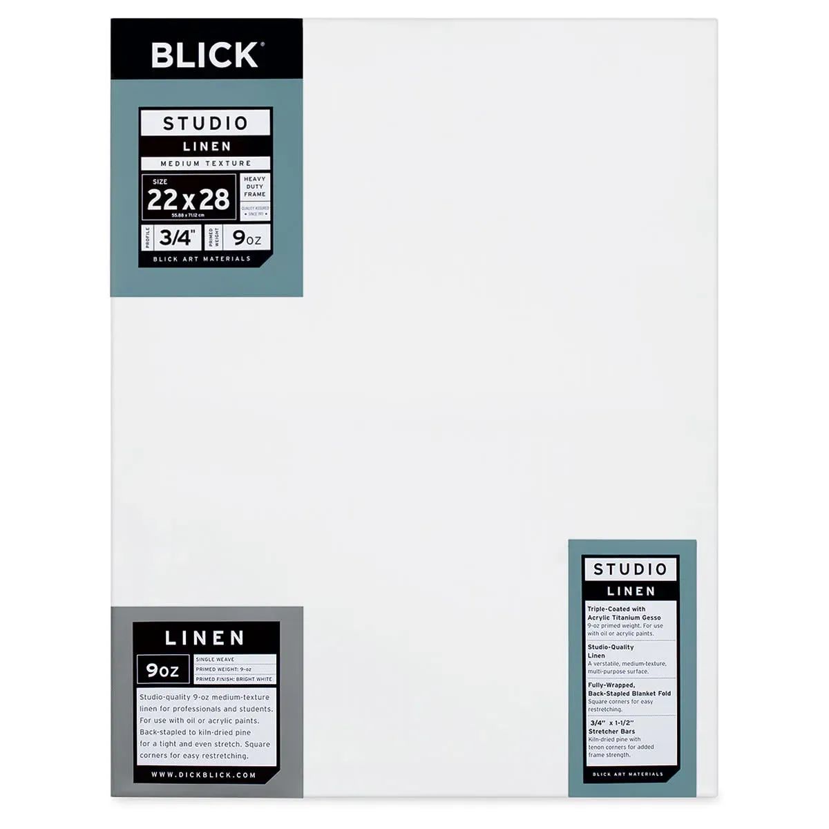 Blick Studio 100% linen stretched canvas displayed in artist’s studio setting
