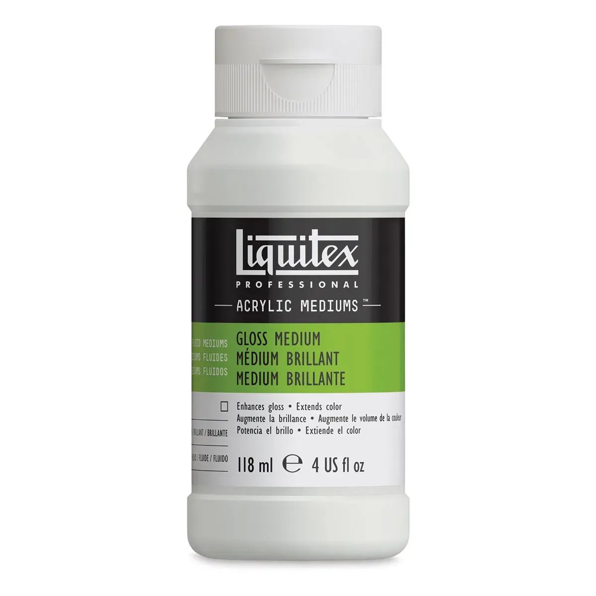 Liquitex Fluid Acrylic Mediums bottle with palette, used to enhance acrylic painting flow and color
