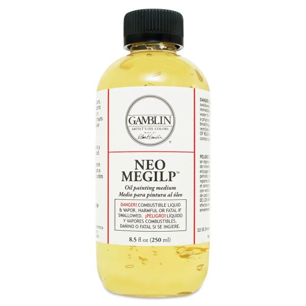 Gamblin Neo-Megilp oil painting medium in tube with artist palette