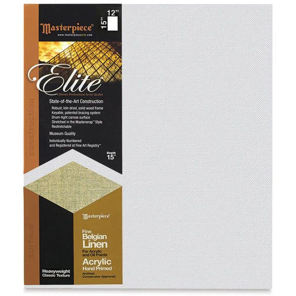 Masterpiece Elite Heavyweight acrylic primed linen canvas suited for professional painters