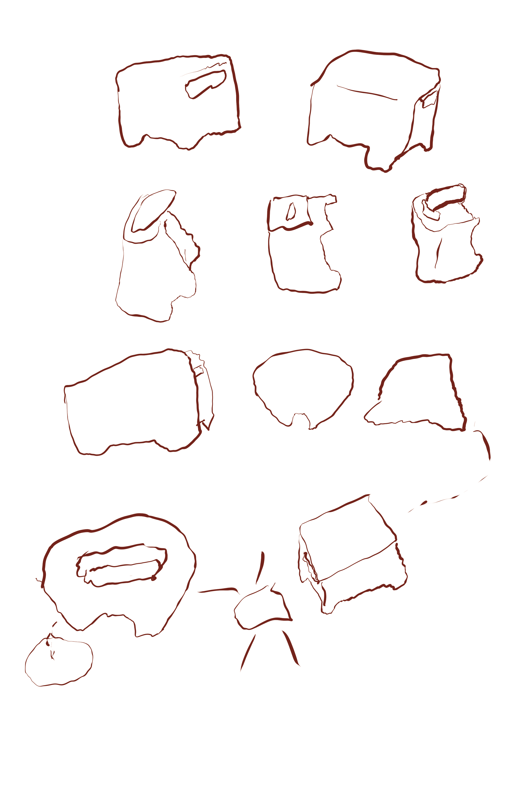 rough drawings of a little printer prancing around and piddling some ink.