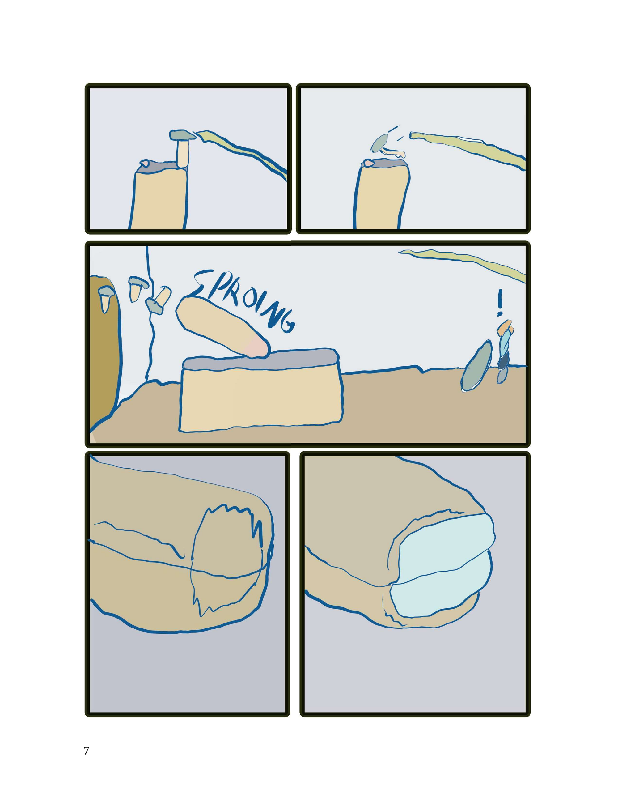 The ruler knocks the hammer over, and the loaf SPROINGS into life,  throwing the hammer across the room. The boy is overjoyed and the loaf cools slightly as it hardens