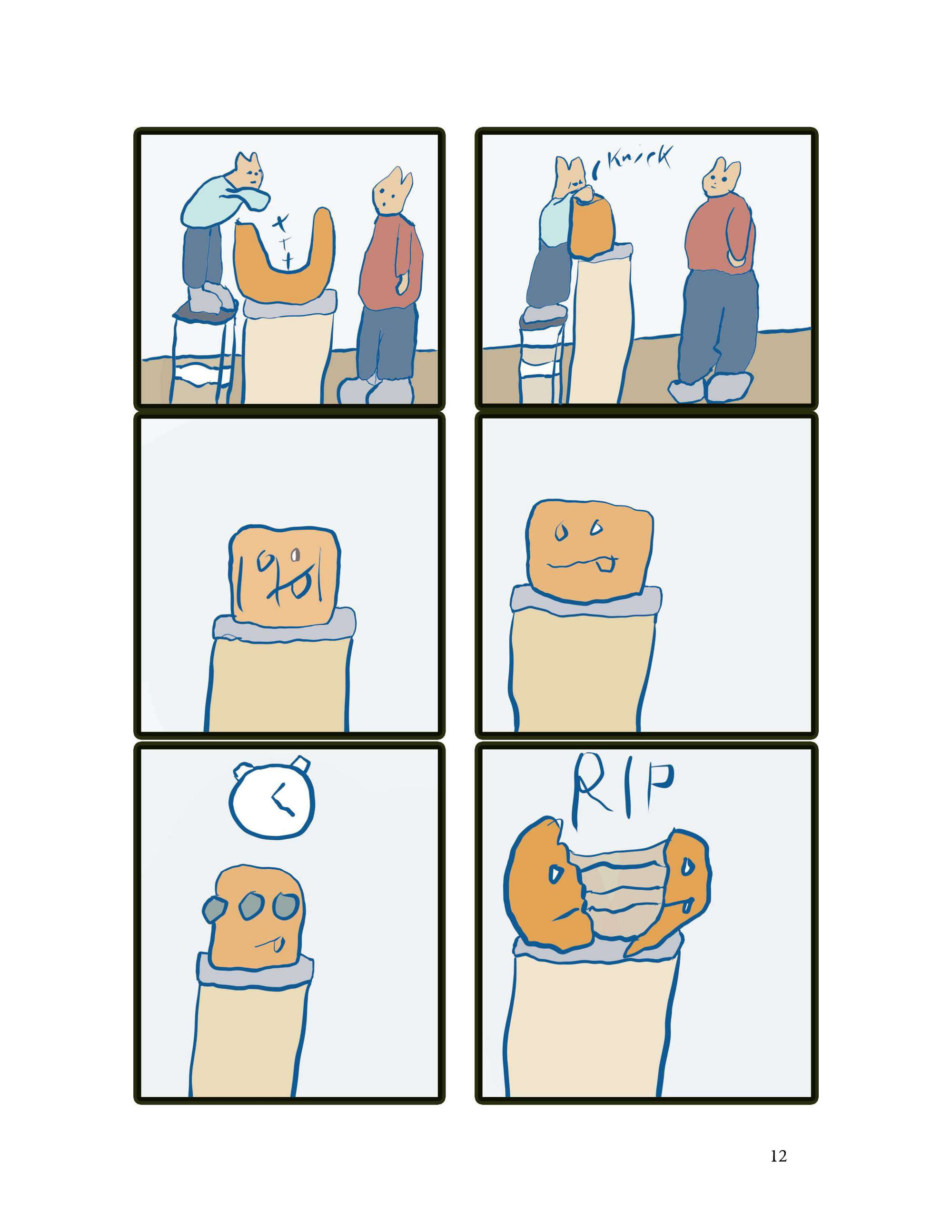 Fillipo fills the pumpkin with three loaves, and activates them with a "krick"  Nothing happens for a long time, Then the pumpkin rips in half
