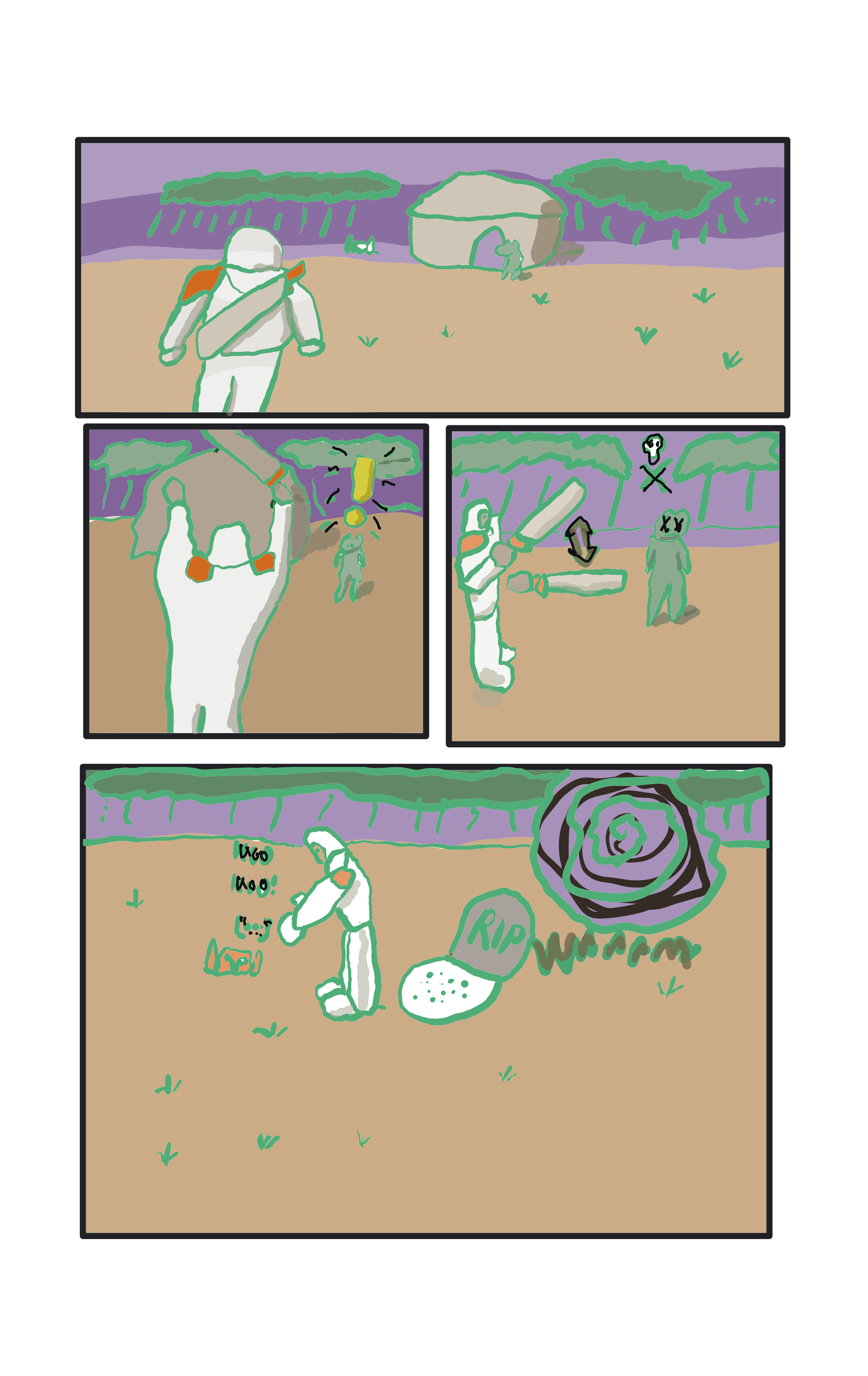 A white knight charges at a frogman, killing him. The knight then tickles a mudcrab, going "Koo Koo"