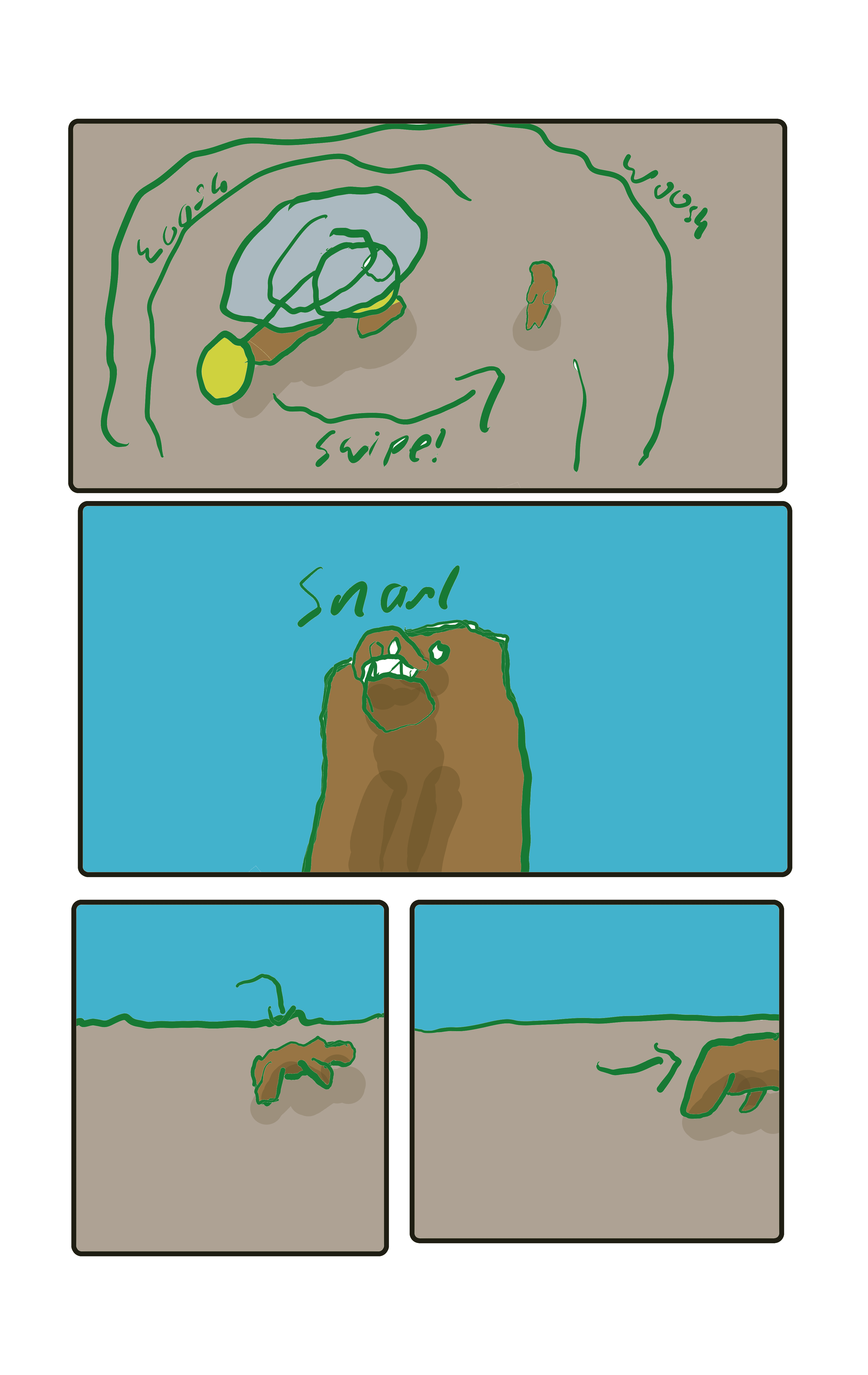 Woosh! Woosh! The helicopter swings its tail around at the bear, the bear stands and snarls, then looks bored and walks away.