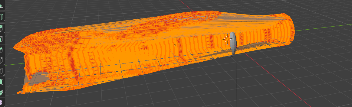 the result of trying to join all available faces into one, it looks kind of like a neon orange spider carcass, ready to be devoured.