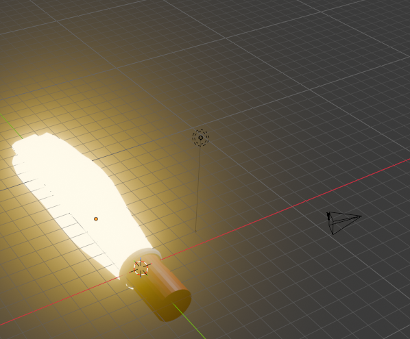 A bright torch head, lying on its side.
