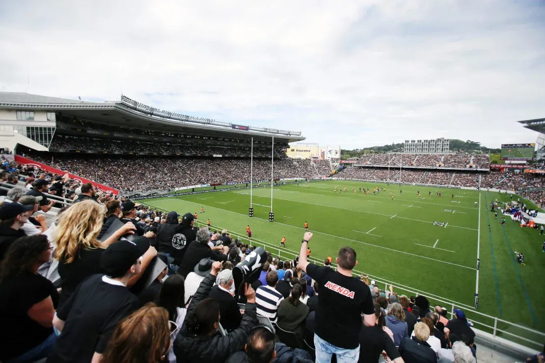 A sports stadium packed with people while Covid rates were low.
