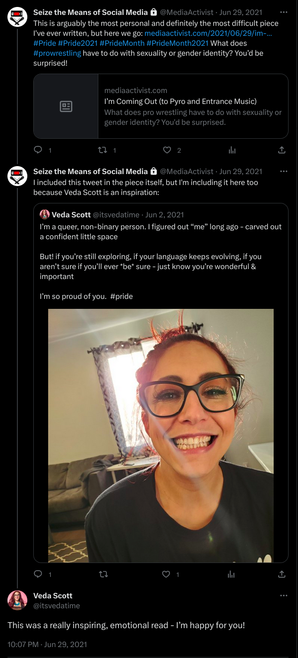 A response to this post by Veda Scott, who says: "This was a really inspiring, emotional read - I'm happy for you!"