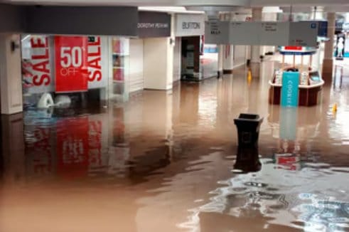 Meadowhall shopping mall flooded