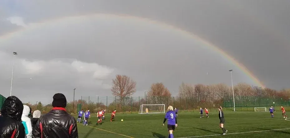 A rainbow over the field on International Women's Day: the last ever game of AFC Unity.
