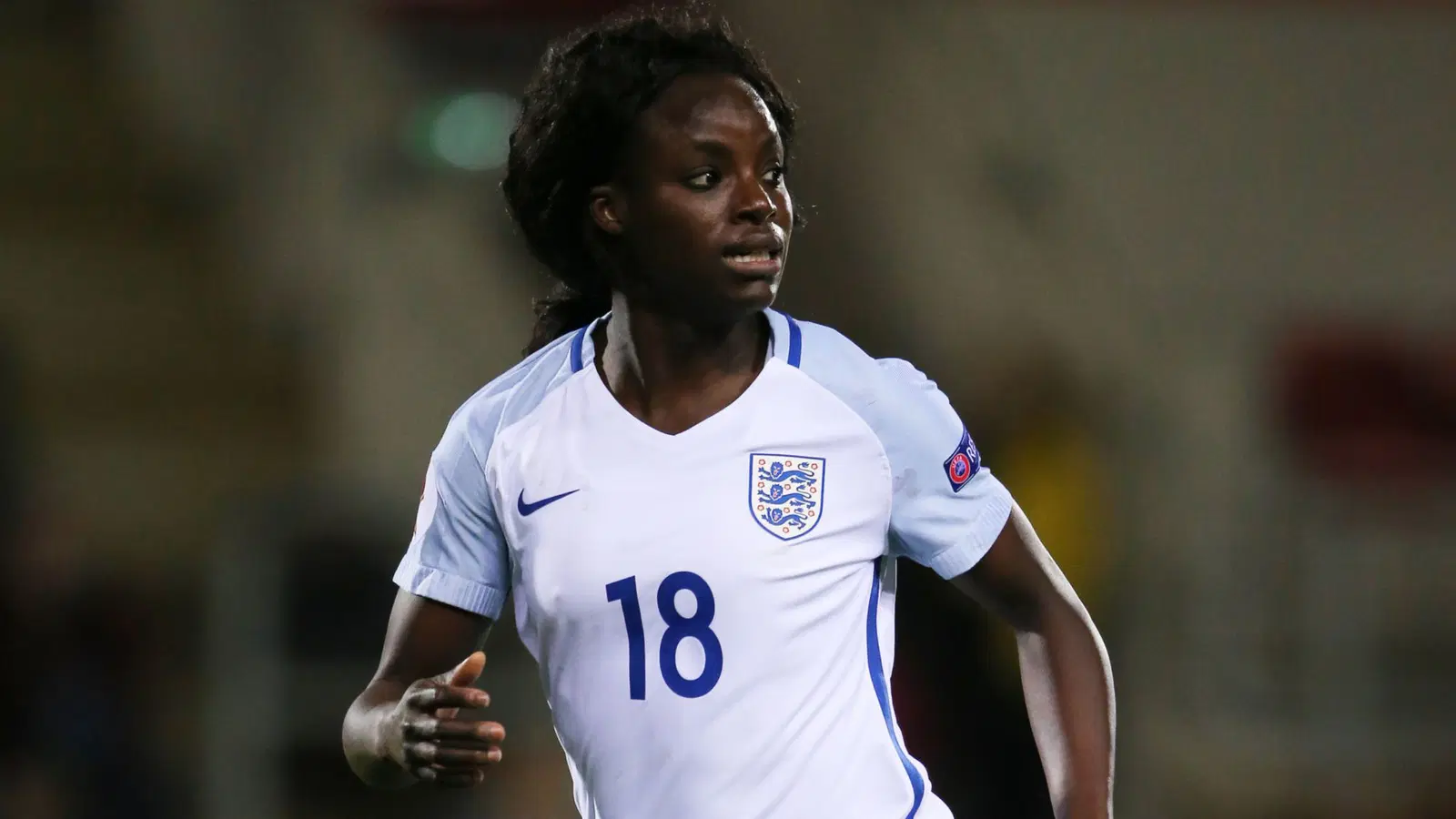 Eni Aluko playing for England.