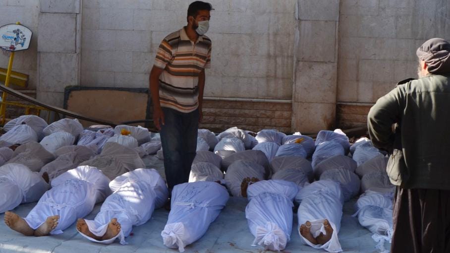 Wrapped dead bodies in Iraq.