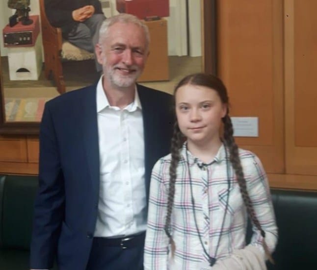 Jeremy Corbyn with Greta Thunberg.