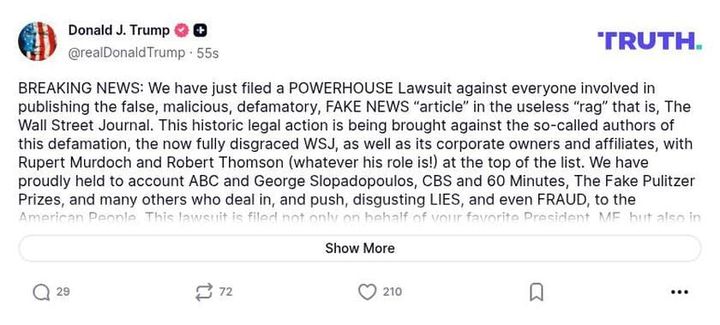 Trump's $10 Billion WSJ Lawsuit: The Theater Behind the Legal Drama