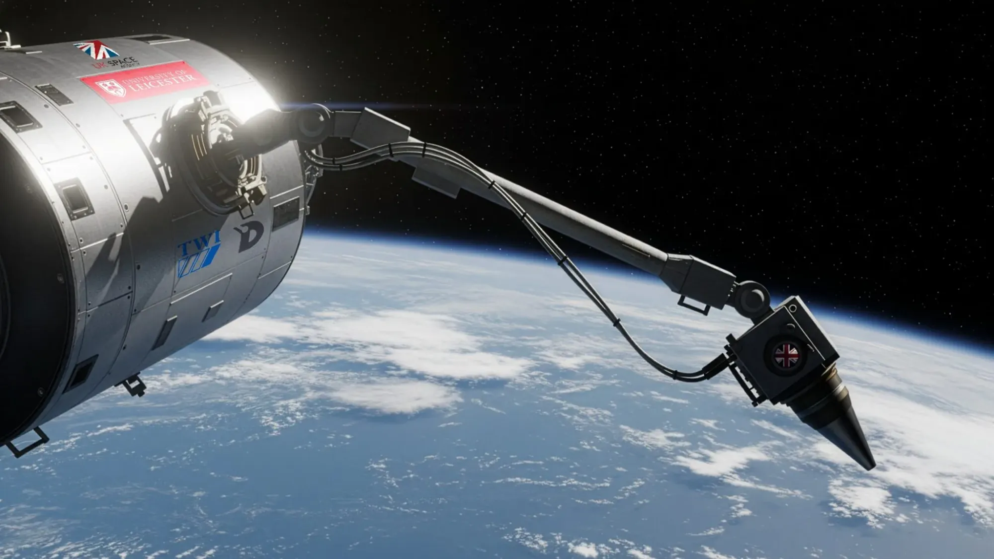 Concept art of the robot-mounted arc-welding system.