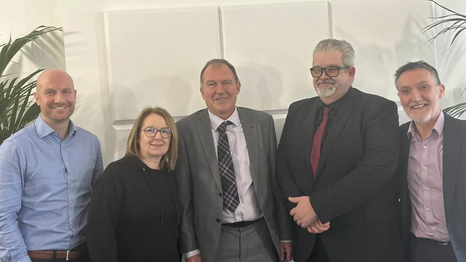 L-R: Harry Staples, Foresight, Pauline Wilson Financial Director, Welding Engineers, Gordon Nicol, CEO, Welding Engineers, Richard Holmes, Hertford Branch Manager, Welding Engineers and James Cassells, Glasgow Branch Manager, Welding Engineers
