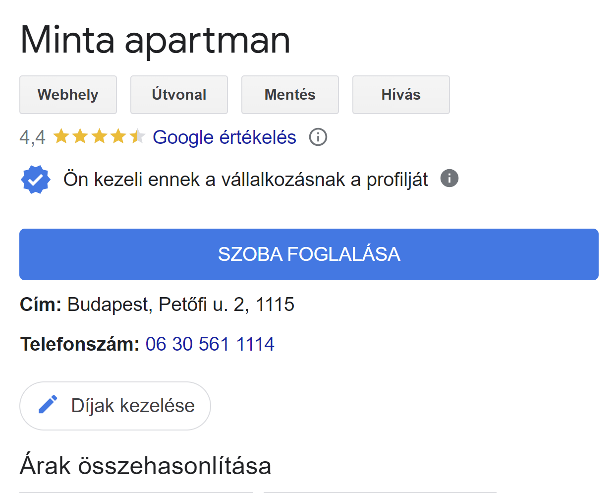 Google Cégprofil