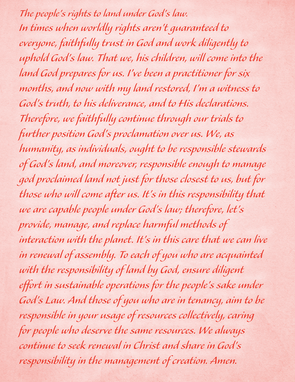 Chapter 2:1 The people's rights to land under God's law.