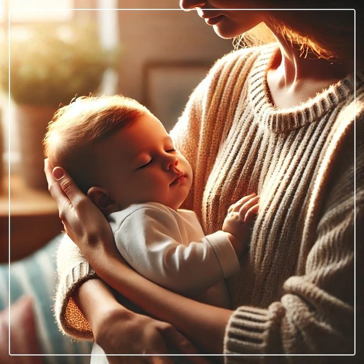 Child sleeping in mother's arms