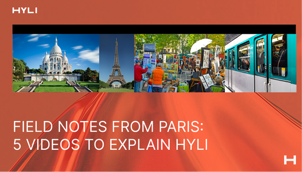 A collage of view of Paris with the text Field notes from Paris, 5 videos to explain Hyli.
