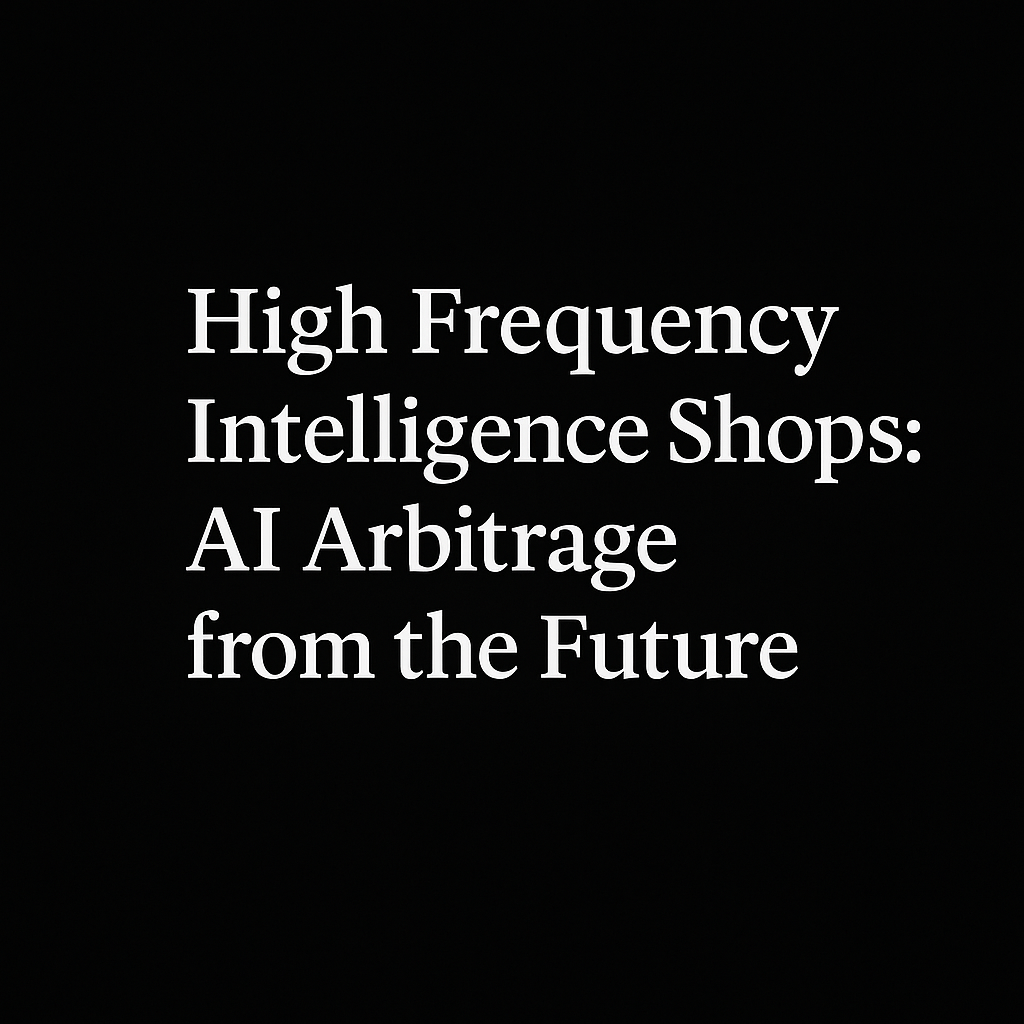 High Frequency Intelligence Shops: AI Arbitrage from the Future