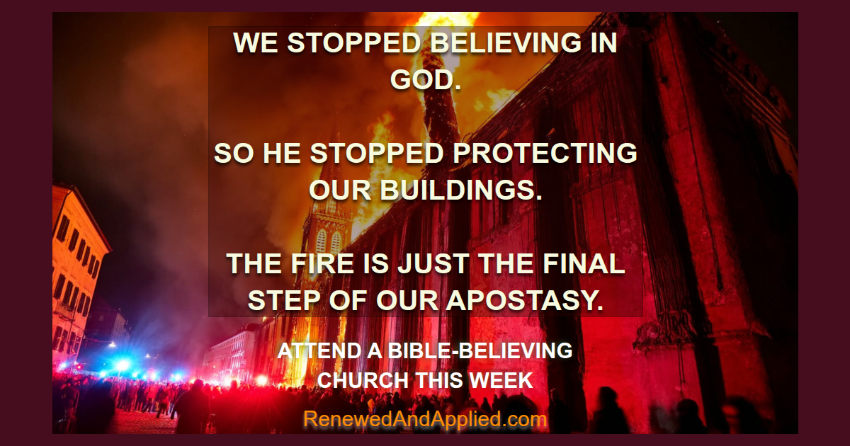 Burning Church with overlay prophetic warning.