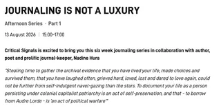 Journaling is not a luxury: A six week workshop series (starting soon)