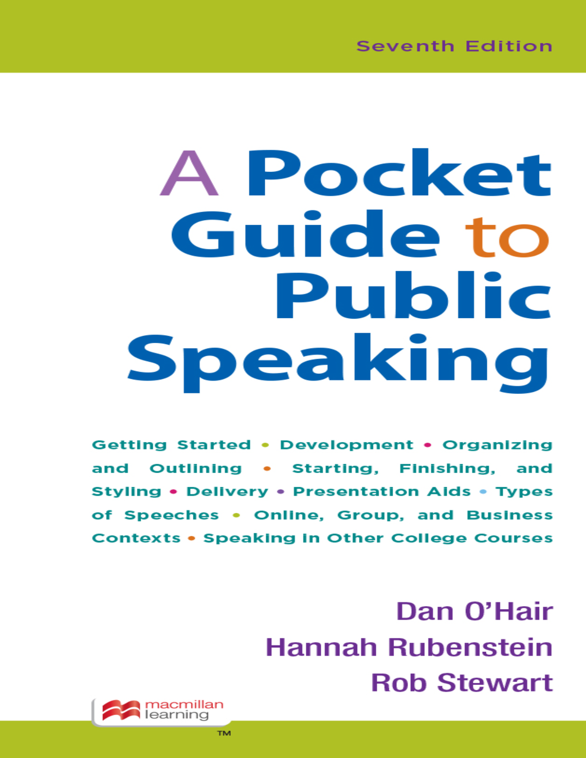 eBook PDF (EPUB) Pocket Guide to Public Speaking 7th Edition By Dan O’Hair, Hannah Rubenstein, Rob Stewart