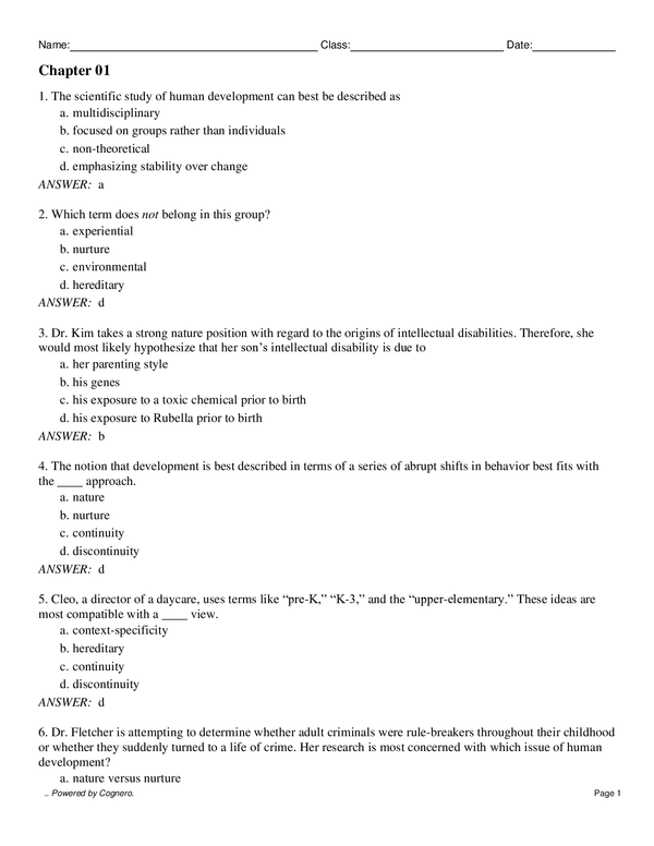 Test Bank for Human Development A Life-Span View 8th Edition By Robert Kail, John Cavanaugh (All Chapters 100% Original Verified, A+ Grade)