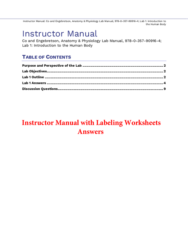 Lab Manual for Anatomy & Physiology Lab Manual 1st Edition By Elizabeth Co, Hilary Engebretson (All Chapters 100% Original Verified, A+ Grade)