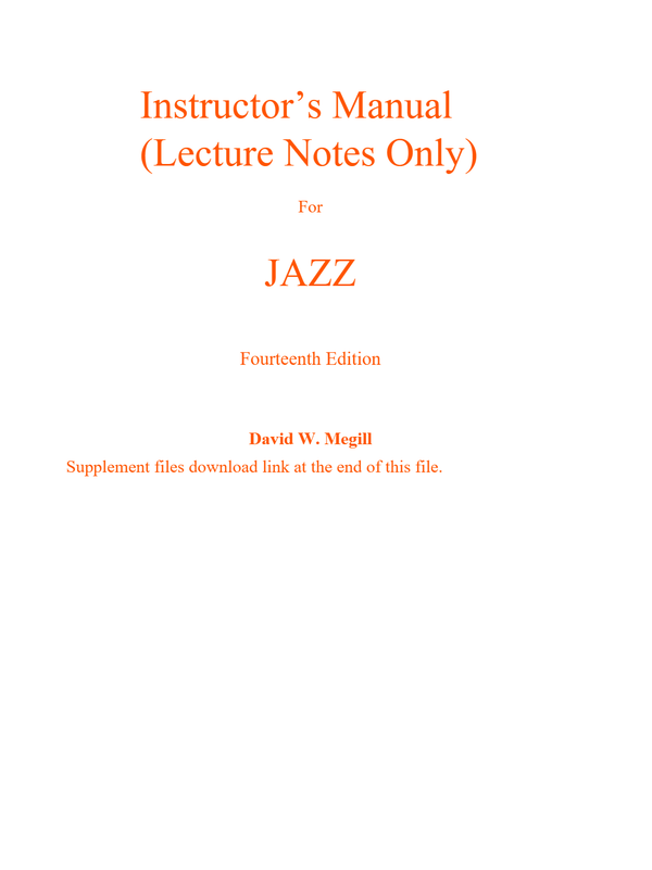 Instructor Manual For Jazz 14th Edition By David Megill, Paul Tanner (All Chapters, 100% Original Verified, A+ Grade)