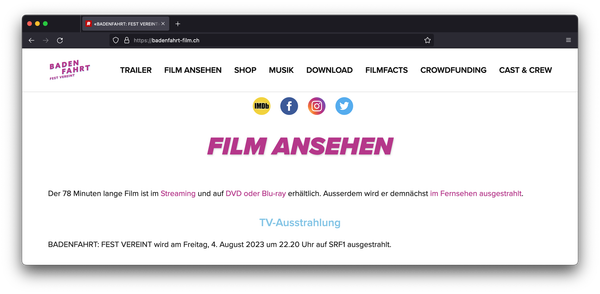 Neugestaltung badenfahrt-film.ch
