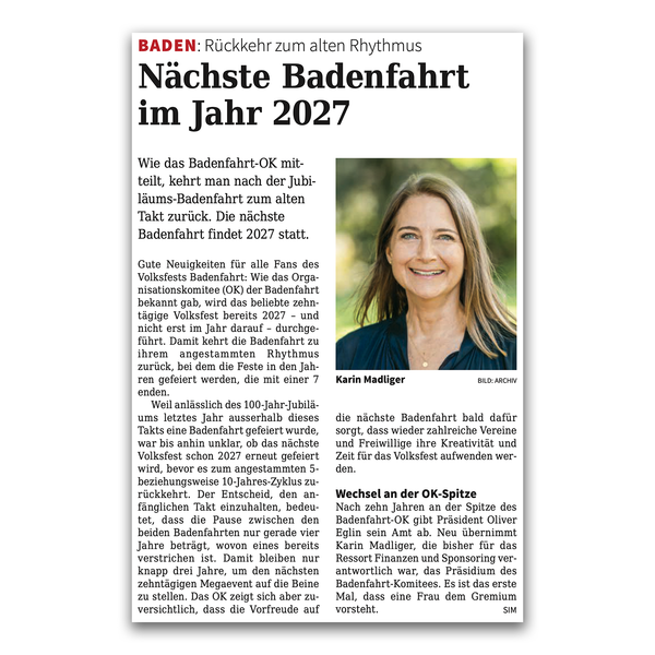 Die nächste Badenfahrt findet bereits 2027 statt