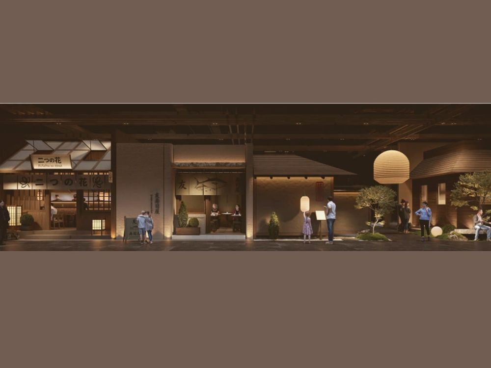 of a narrow Japanese-style alleyway at night, warm lantern light, wooden stall facades, no people, no text