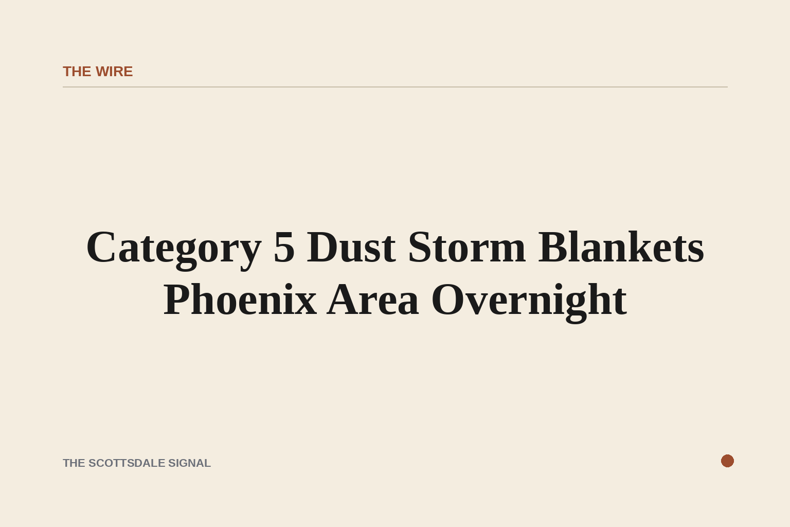 Wide aerial view of a dense brown dust wall rolling across a flat desert landscape at night, city lights barely visible benea